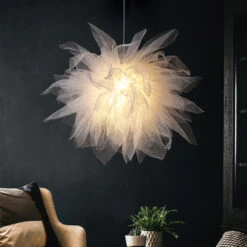 White Fabric Cloth Flower Pendant Light Fixture Nordic Hanging Ceiling Lamp -Demolights Sales Store 01 3679a288 690c 45c9 bb01 41206f43a3eb