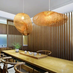Bamboo Pendant Light Woven Lampshape