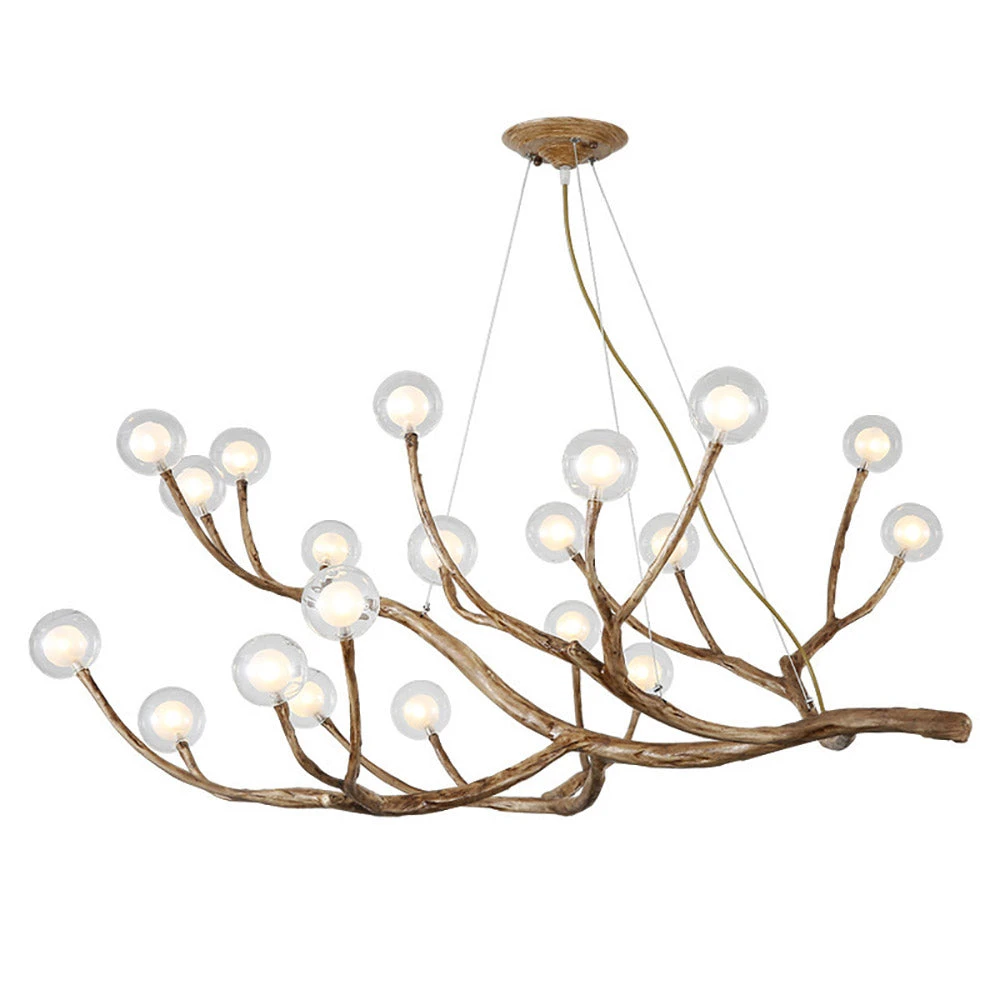 Nordic Rustic Tree Branch Hanging Chandelier With Bubble Glass Lighting 8 Nordic Rustic Tree Branch Hanging Chandelier With Bubble Glass Lighting - Image 8