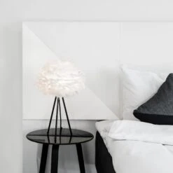 White And Gray Feather Table Lamp