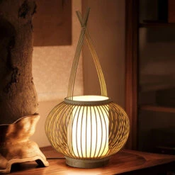Bamboo Desk Lamp Handmade Craft Table Light
