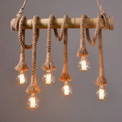 Vintage Bamboo Rope Chandelier Hemp Rope Pendant Lamp -Demolights Sales Store 16 20 2 1