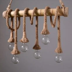 Vintage Bamboo Rope Chandelier Hemp Rope Pendant Lamp -Demolights Sales Store 16 20 3