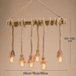 Vintage Bamboo Rope Chandelier Hemp Rope Pendant Lamp -Demolights Sales Store 16 20 6 1