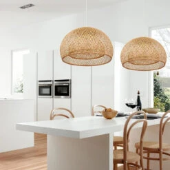 Creative Simple Modern Pastoral Living Room Pendant Lamp Bamboo Weaving