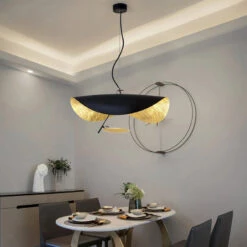 Creative Black Gold Chandelier UFO Brass Pendant Light