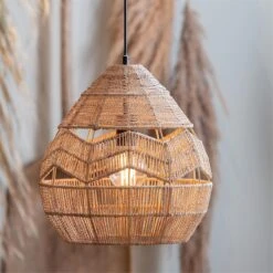 Rattan Pendant Lamp Retro Hanging Lights Rope Lampshade