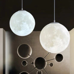 Creative 3D Printed Moon Pendant Lamp For Bedroom Home Decoration
