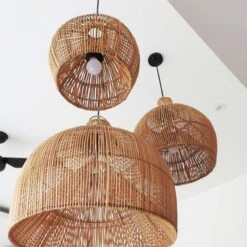 Boho Wicker Pendant Lighting Rattan Lampshade