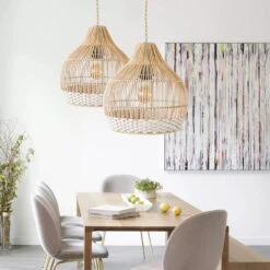 White Thread Bamboo Pendant Light Lamp Shade