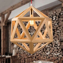 Nordic Loft Style Geometric Wooden Modern Pendant Light