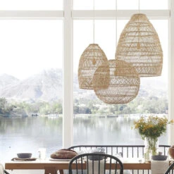 Basket Rattan Woven Lantern Chandelier Pendant Lamp Shade