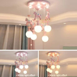 Pink Glass Ball Led Pendant Lights Children Living Room Decoration Hanging Lamp -Demolights Sales Store 619DKU0NMML 1