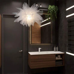 White Fabric Cloth Flower Pendant Light Fixture Nordic Hanging Ceiling Lamp -Demolights Sales Store 61cfnXPyp7L 1