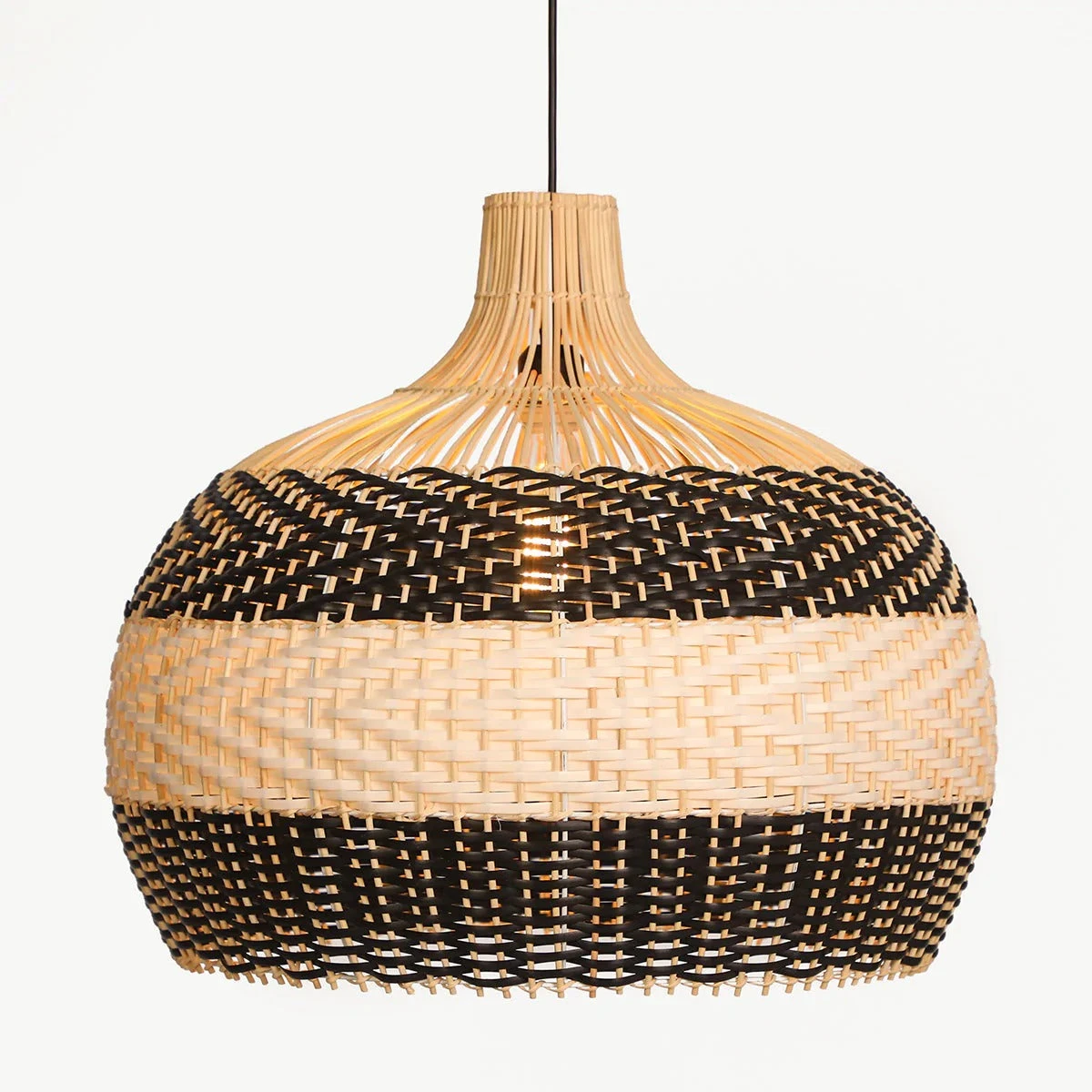 Black & White Lampshade Rattan Pendant Light 8 Black & White Lampshade Rattan Pendant Light - Image 8