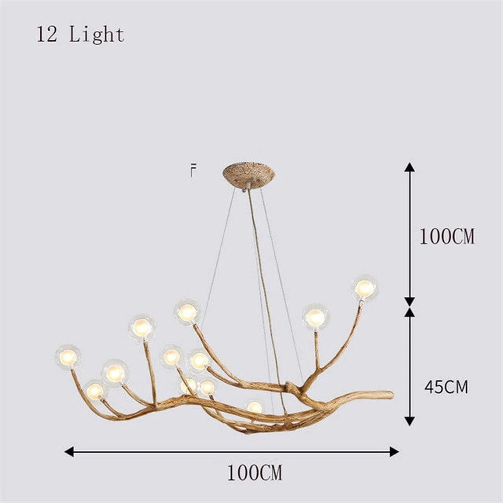 Nordic Rustic Tree Branch Hanging Chandelier With Bubble Glass Lighting 10 Nordic Rustic Tree Branch Hanging Chandelier With Bubble Glass Lighting - Image 10