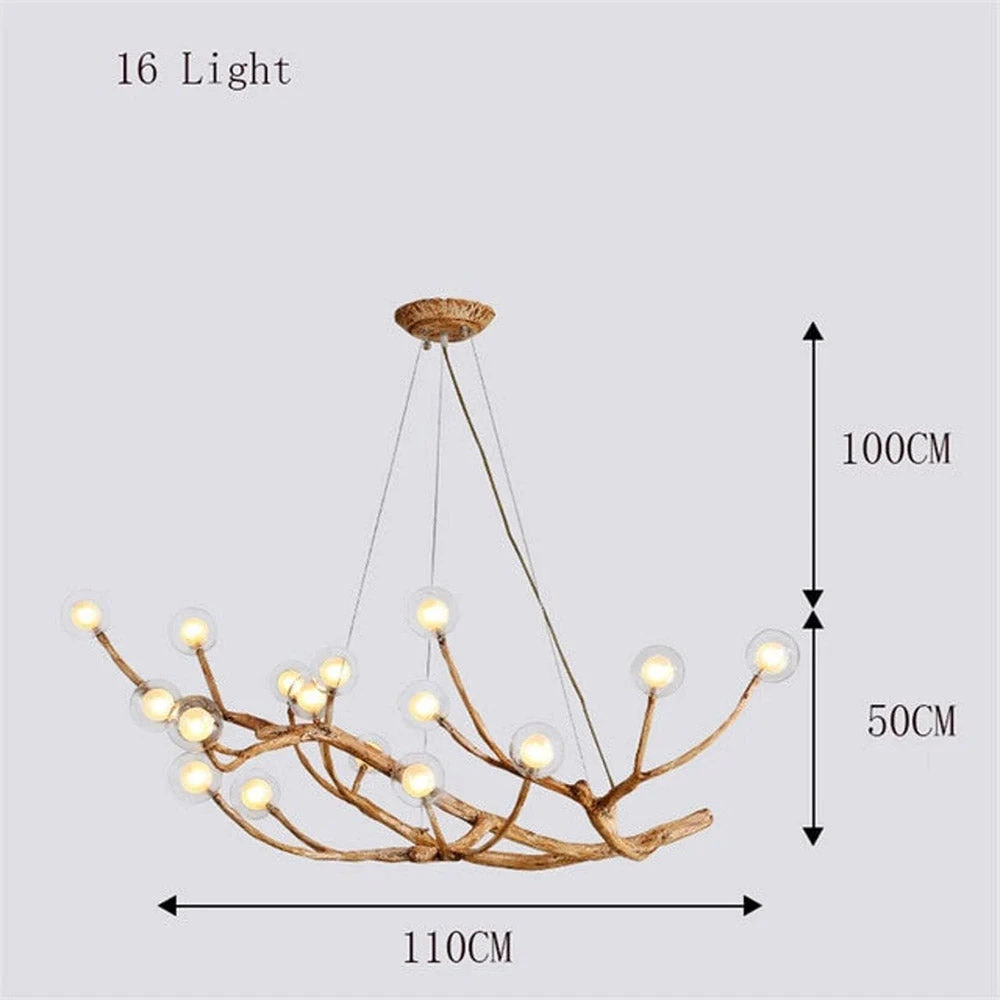 Nordic Rustic Tree Branch Hanging Chandelier With Bubble Glass Lighting 11 Nordic Rustic Tree Branch Hanging Chandelier With Bubble Glass Lighting - Image 11