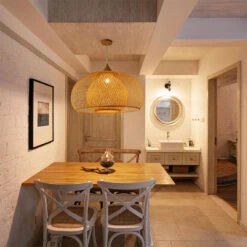 Bamboo Drum Hanging Ceiling Lights Woven Chandelier Lamp Shades -Demolights Sales Store ART WH160 3