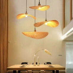 Bamboo Lotus Leaf Shaped Pendant Light -Demolights Sales Store BambooLotusLeafShapedPendantLight 5