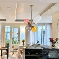 Nordic Led Glass Chandelier Pendant Lamp Kitchen Fixtures Living Room Bedroom