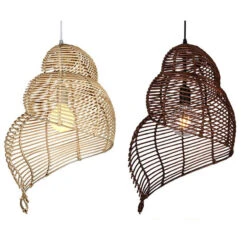 Conch Wicker Lamp Handmade Rattan Light Bamboo Lampshade -Demolights Sales Store DL10007 8 1