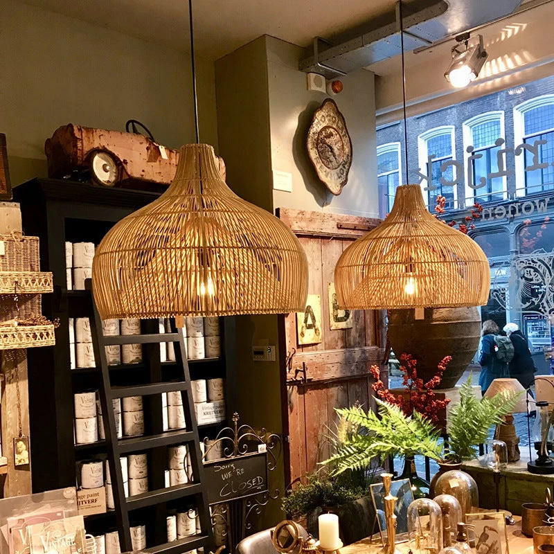 Boho Wicker Pendant Lighting Rattan Lampshade 9 Boho Wicker Pendant Lighting Rattan Lampshade - Image 9