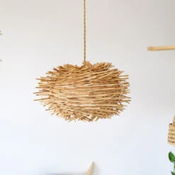Rattan Lamp Shade Rustic Pendant Light Woven Lamp Chandelier -Demolights Sales Store DL10012 6