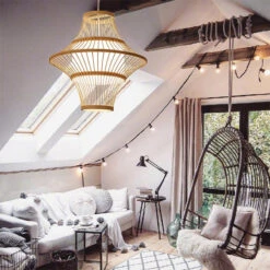 Bamboo Chandelier Retro Lantern Lamp Weaving Pendant Light Shade -Demolights Sales Store DL10015 4 1