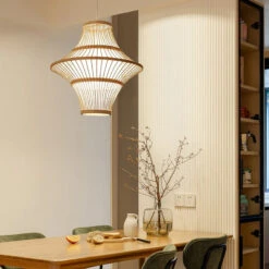 Bamboo Chandelier Retro Lantern Lamp Weaving Pendant Light Shade
