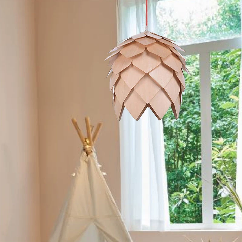 Wood Pine Cone DIY Pendant Nordic Wooden Chandelier Handcraft Ceiling Lampshade 1 Wood Pine Cone DIY Pendant Nordic Wooden Chandelier Handcraft Ceiling Lampshade