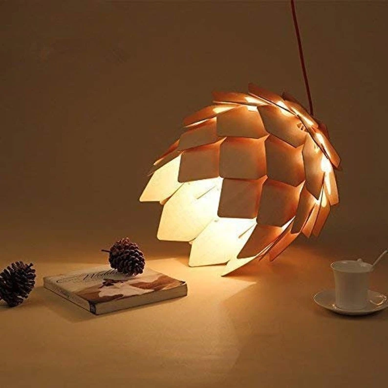Wood Pine Cone DIY Pendant Nordic Wooden Chandelier Handcraft Ceiling Lampshade 4 Wood Pine Cone DIY Pendant Nordic Wooden Chandelier Handcraft Ceiling Lampshade - Image 4