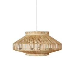 Rattan Pendant Light Woven Pendant Shade Flush Mount Ceiling Light -Demolights Sales Store DL10022 2