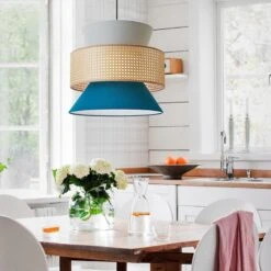 Water Lake Blue Fabric Ceiling Lamp Nordic Chandelier Basket Light Fixture