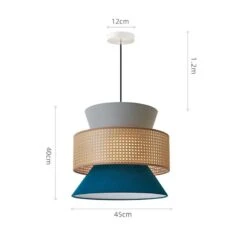 Water Lake Blue Fabric Ceiling Lamp Nordic Chandelier Basket Light Fixture -Demolights Sales Store DL10023 2