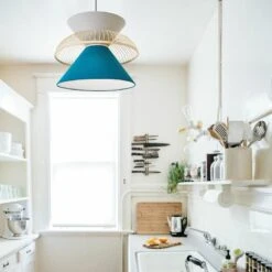 Water Lake Blue Fabric Ceiling Lamp Nordic Chandelier Basket Light Fixture -Demolights Sales Store DL10023 6 1