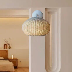 Rattan Wall Lights Globe Wall Lamp Bamboo Japanese Furniture Mushroom Light
