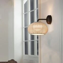 Rattan Wall Lights Globe Wall Lamp Bamboo Japanese Furniture Mushroom Light -Demolights Sales Store DL10025 5