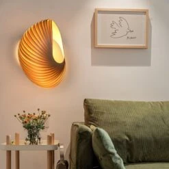 Shell Plug In Wall Sconce Wood Lampshade Art Sconce Light -Demolights Sales Store DL10034 4