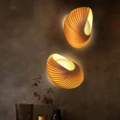 Shell Plug In Wall Sconce Wood Lampshade Art Sconce Light -Demolights Sales Store DL10034 9