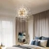 Design Dandelion Beaded Ceiling Light Flower Pendant Lights Crystal Chandelier