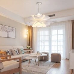 White Plastic Ceiling Light Metal Nordic Pendant Light Flower Chandelier Lighting -Demolights Sales Store DL10043 6