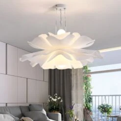 White Plastic Ceiling Light Metal Nordic Pendant Light Flower Chandelier Lighting -Demolights Sales Store DL10043 9 1