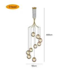 Glass Pendant Light Bubble Spiral Staircase Ball Brass Chandelier -Demolights Sales Store DL10044 1 1