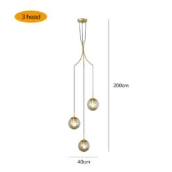 Glass Pendant Light Bubble Spiral Staircase Ball Brass Chandelier 15 Glass Pendant Light Bubble Spiral Staircase Ball Brass Chandelier -Demolights Sales Store DL10044 2