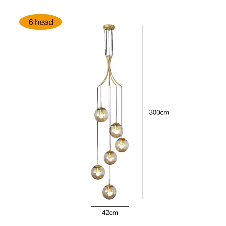 Glass Pendant Light Bubble Spiral Staircase Ball Brass Chandelier 7 Glass Pendant Light Bubble Spiral Staircase Ball Brass Chandelier - Image 7