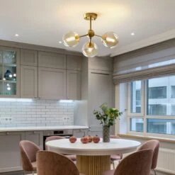 Bubble Pendant Light Modern Brass Chandelier Metal Ceiling Light Fixture