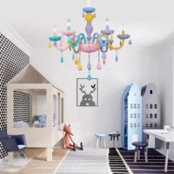 Macaron Crystal Chandelier European Candle Pendant Light Cartoon Princess Room -Demolights Sales Store DL10046 first 1