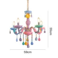 Macaron Crystal Chandelier European Candle Pendant Light Cartoon Princess Room -Demolights Sales Store DL10046 8 1