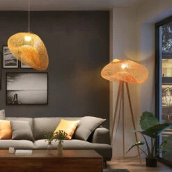 Bamboo Hand Knitted Lampshade Floor Light