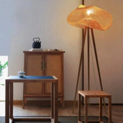 Bamboo Hand Knitted Lampshade Floor Light -Demolights Sales Store DL10049 BambooDesignFloorLamp 6